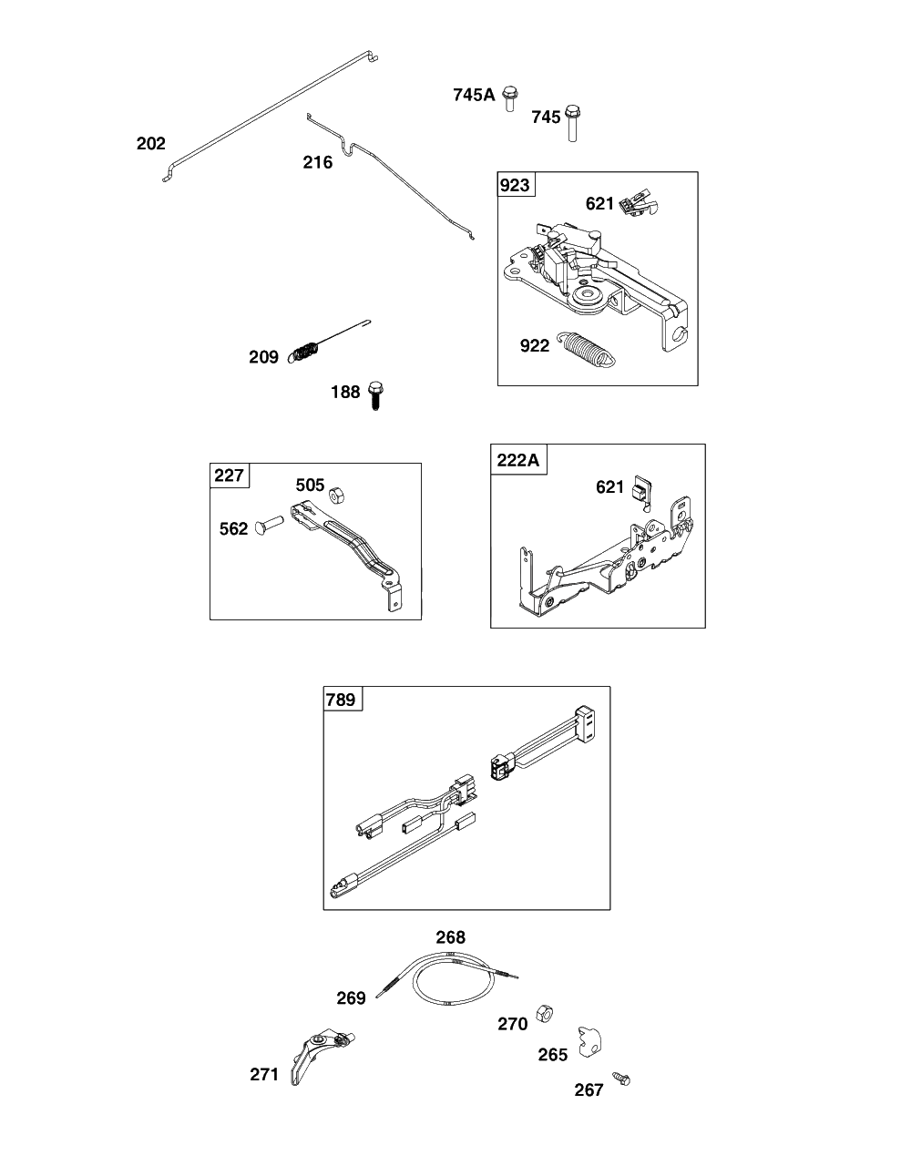 Controls Group Diagram and Parts List for 92J0B-0006-H1  Briggs and Stratton Engine